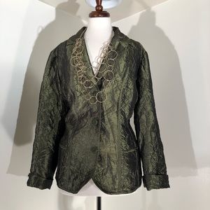 Chico green blazer jacket; Size 3